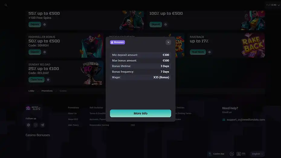 Need for Slots HighRoller Bonus