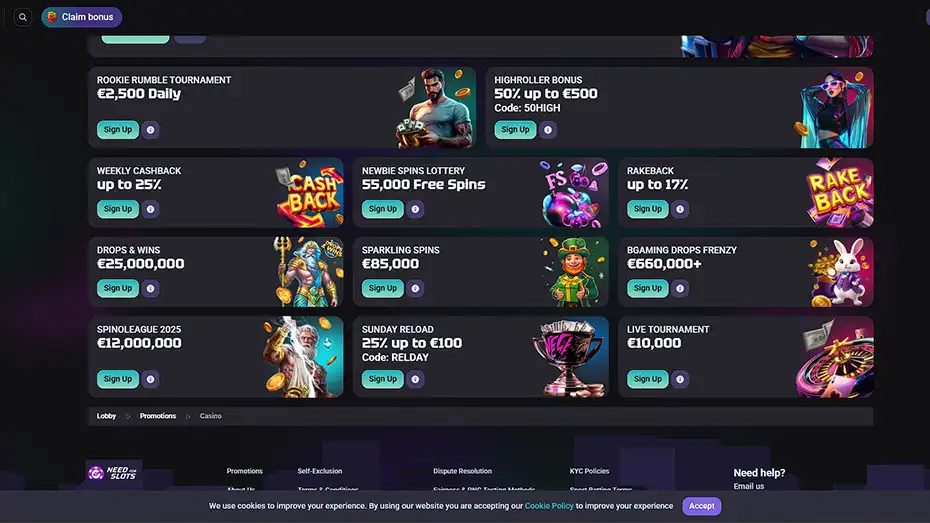 NeedforSlots Promo code