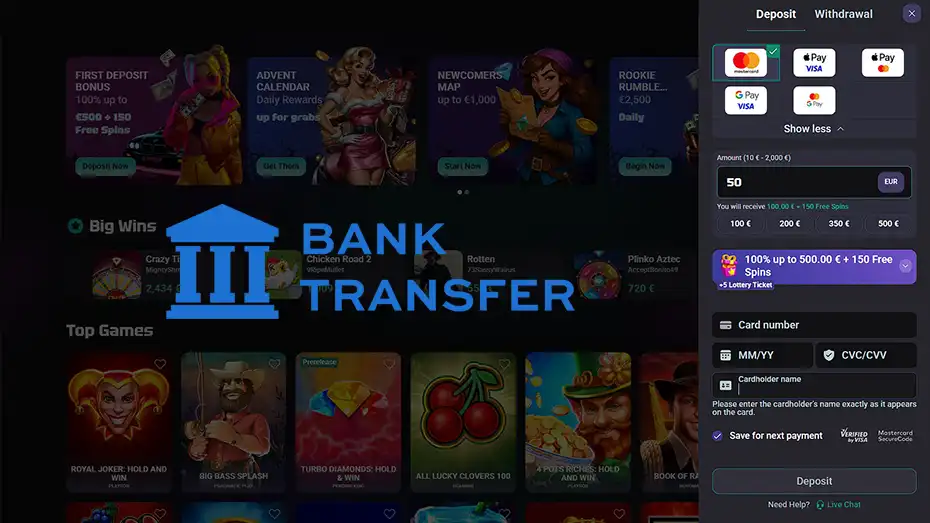 NeedforSlots Bank Transfer