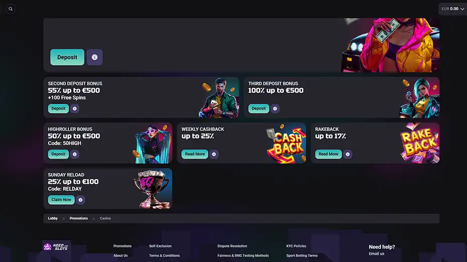 NeedforSlots Second Deposit Bonus